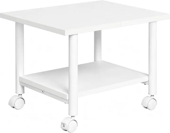 HOOBRO 2-Tier Mobile Printer Stand — Under-Desk Cart (White)